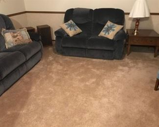 Blue Loveseat with matching Sofa