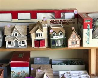 Hand made Village Pieces and Village Train 
