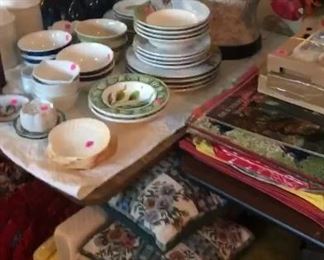 pillows and dishes