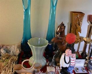 TURQUOISE VASES, GREEN VASE