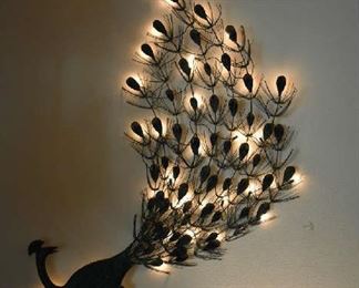 LIGHTED PEACOCK WALL HANGING