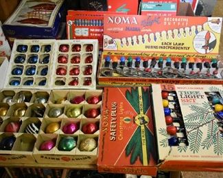 VINTAGE ORNAMENTS/LIGHTS