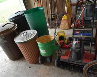 TRASH CANS, SNOW BLOWER