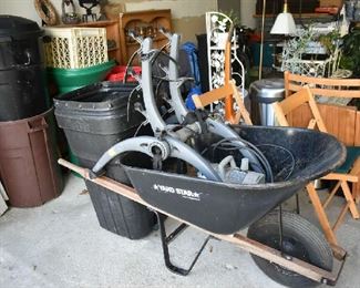 WHEEL BARREL, TRASH CANS, BIKE CARRIER