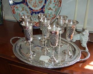 Hand polished silver goblets