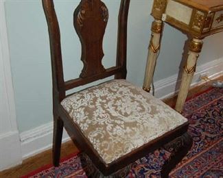 One of three pair velvet seat chairs