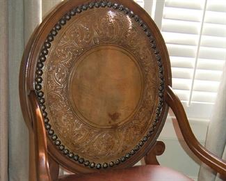 Hand-tooled leather chair