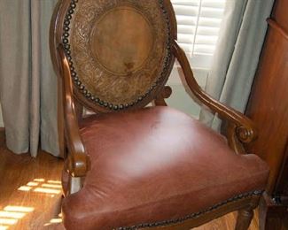 Hand-Tooled leather side chair 