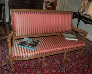 Silk upholstered settee