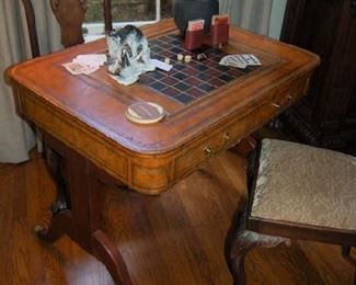 Game table with cards and dice