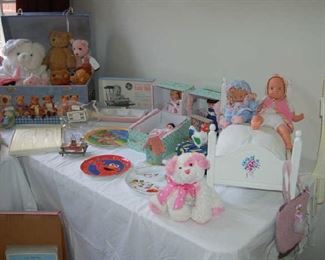 Vintage and new baby items and dolls