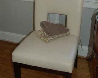 One of pair of Parson's chair with slipcovers