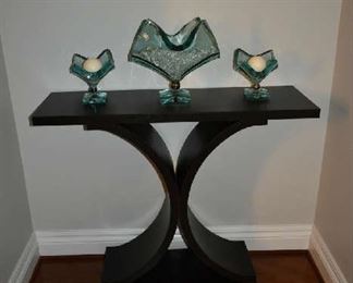 ACCENT TABLE, GLASS ART PIECES