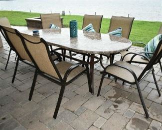 LARGE PATIO TABLE W/8 CHAIRS