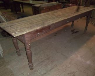 ONE OF 2 DIFFERENT 9 FT FARM TABLES USED AT R F STRICKLAND CO STORE FROM EARLY 1900'S