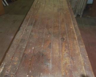 ONE OF TWO 9  FT FARM TABLES USED  AT R F STRICKLAND COMPANY- AWESOME TABLE