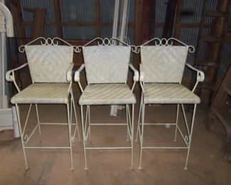 Awesome Vintage Iron & Wicker High Bar Stools/Chairs