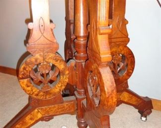 ORNATE PEDESTAL TABLE WITH MARBLE TOP