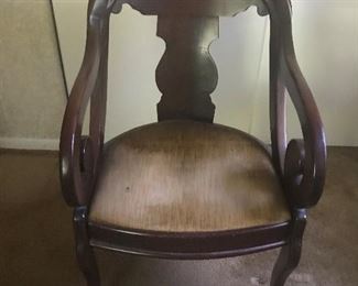 Hand carved antique upholstered seat chair