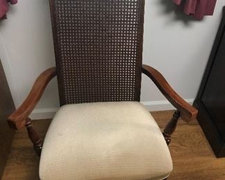 One of a pair of six cane back dining room chairs