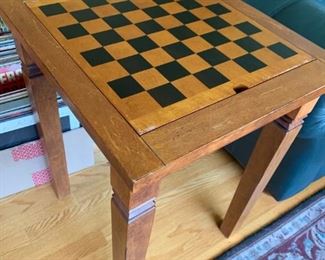 Pottery Barn Game table and game pieces for chess and checkers
