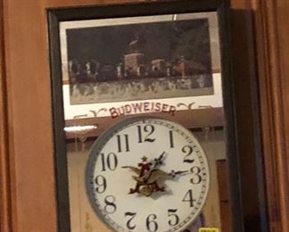 Budweiser Clock and Signs