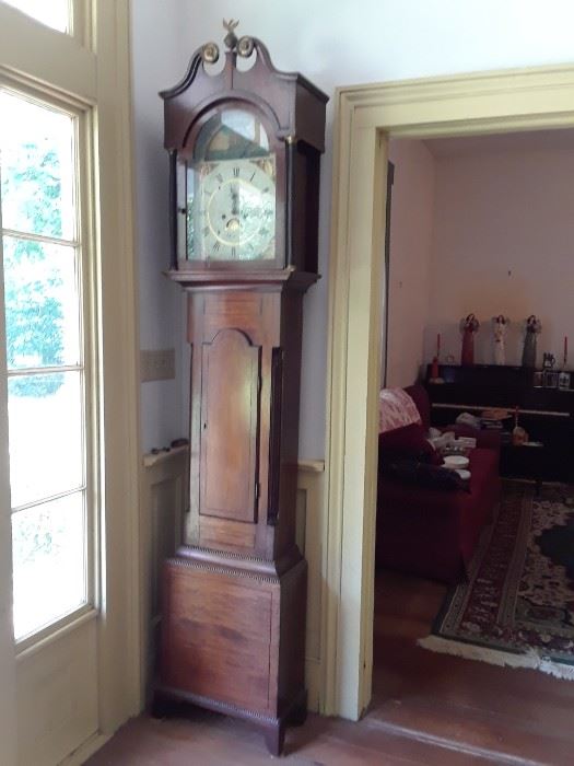 Grandfather clock, weights and key intact