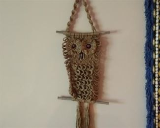 Retro owl macrame wall hanging