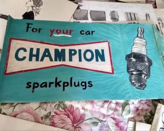 Champion spark plug original advertising drawing