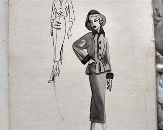 Original 1950s fashion drawings