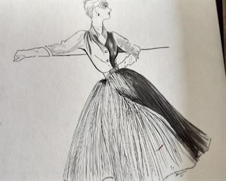 Original 1950s fashion drawings