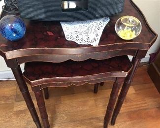 nesting tables - art glass,Bose wave radio - we also have 5 Bose speakers