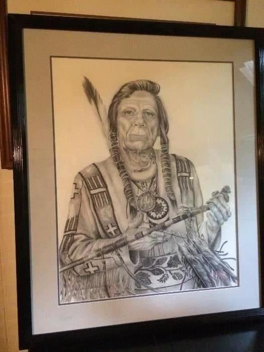 Iron Eyes Cody, original pencil drawing by Nancy Ridenhour