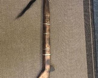 Authentic  handmade and painted, this Chingachicook war club was used in the movie, “Last of the Mohicans.”  The artist was on set and this war club was given to her upon her visit with the actors and crew members.