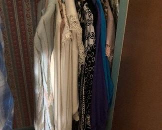 Two closets with mostly womens vintage clothing, shoes and accessories...