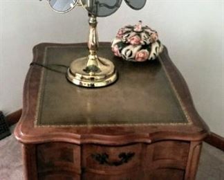 mid-century end table with touch lamp