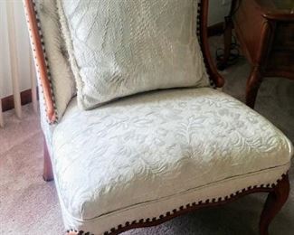 white accent chair with matching pillow (x2)