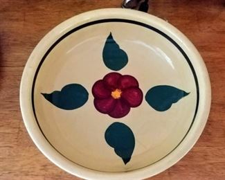vintage Watts pottery spaghetti bowl with apple blossom pattern