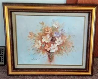 Robert Cox oil painting in gold frame