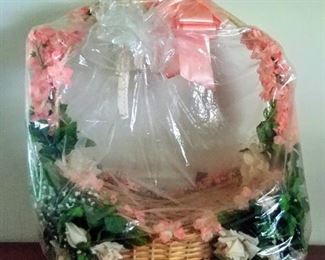 large basket with lovely floral accents