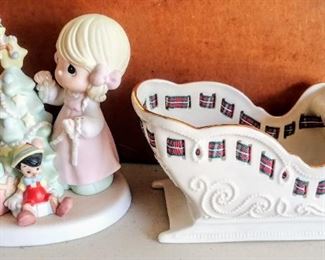 Precious Moments Disney "When you wish upon a star" 2006 figurine; Lenox sleigh candy dish