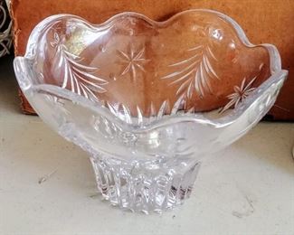heavy crystal Christmas candy dish