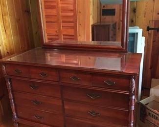 Wooden Dresser with Attached Mirror https://ctbids.com/#!/description/share/181593