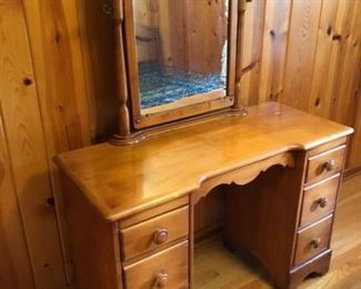 Wooden Vanity with Attached Swivel Mirror  https://ctbids.com/#!/description/share/181607