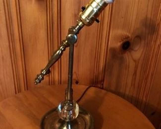 Brass Lamp & Wooden Table https://ctbids.com/#!/description/share/181423