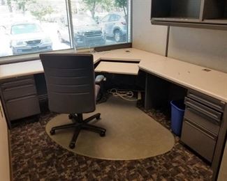 L Shaped Office Desk and Upper Cabinets