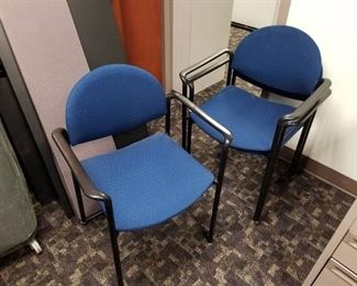 3 Blue Fabric Office Chairs