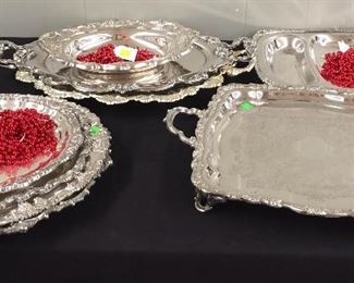 Assorted Silver Plated Serving Trays Very Formal