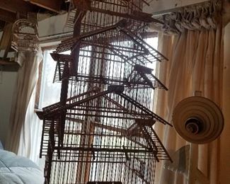 several large bird cages