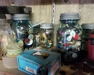 old buttons & Ball jars